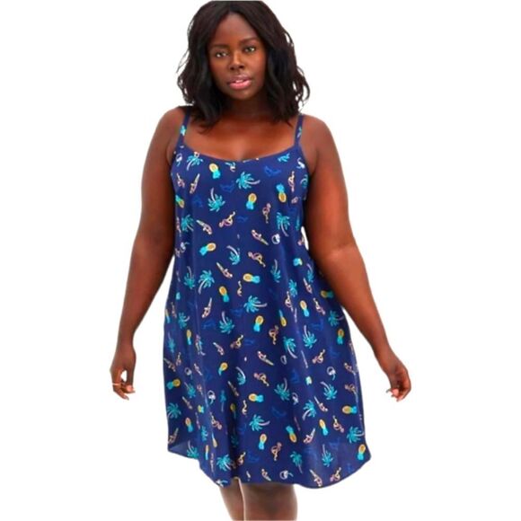 TORRID PLUS SIZE Tropical Print Challis Trapeze Summer dress. - Picture 7 of 15